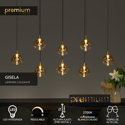 Lucide GISELA - Lámpara colgante - LED Regul. - 8x3,9W 2700K - Ámbar | Premium